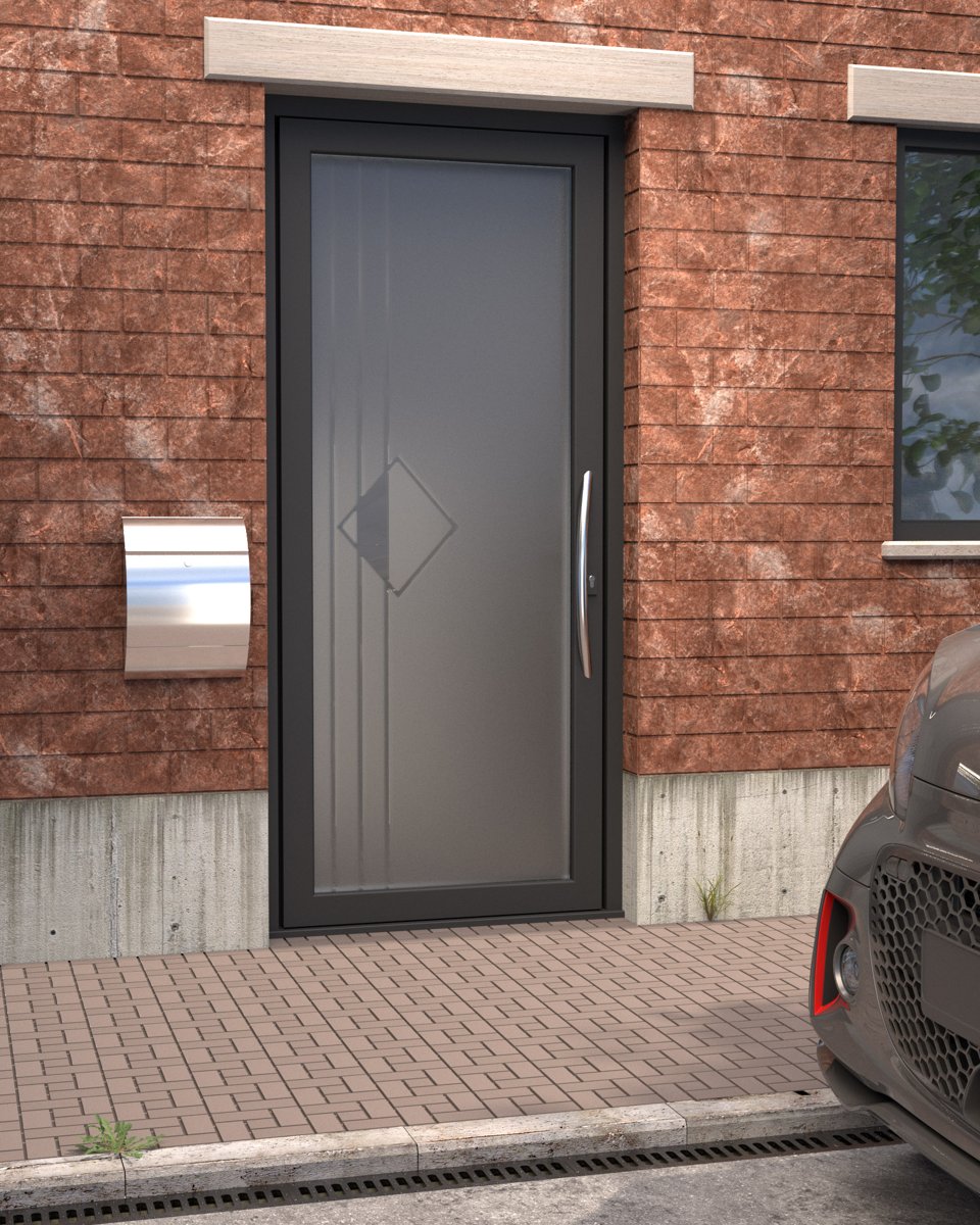 Réalisation de porte d'entrée n°16 — pose sur façade