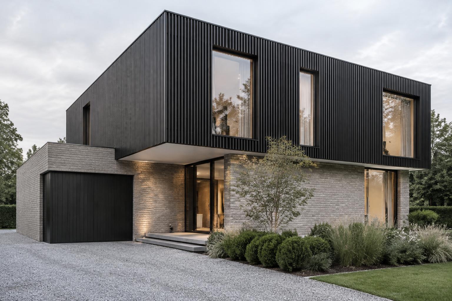 Maison contemporaine habillée de lames Deco Wall anthracite