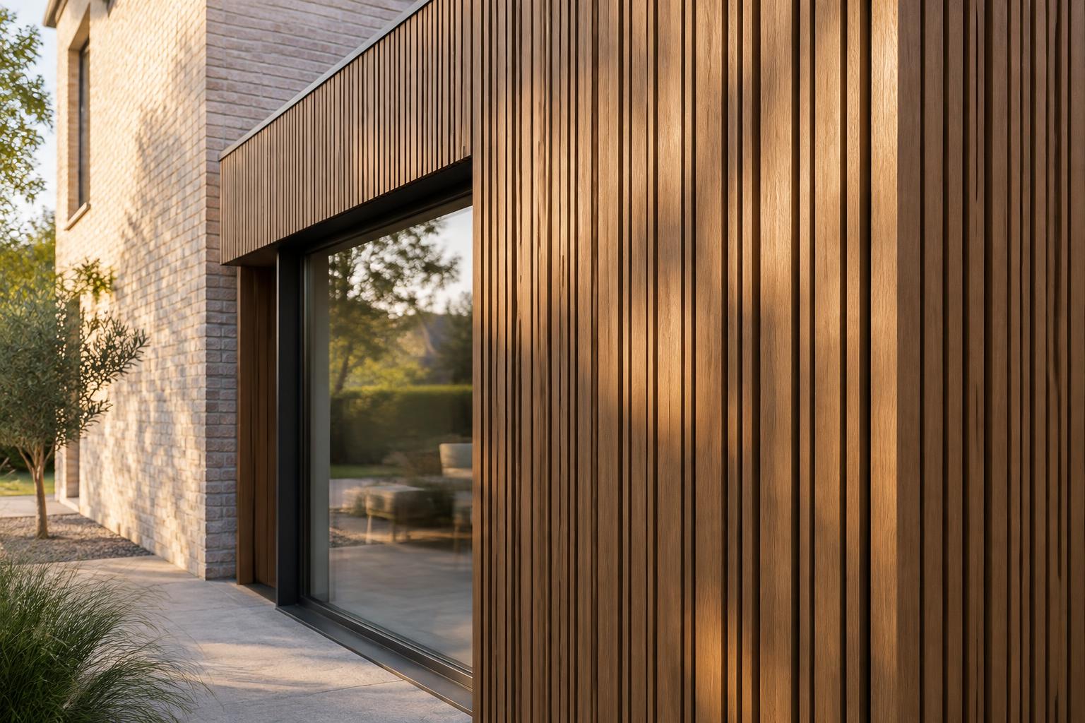 Détail de bardage aluminium Deco Wall effet chêne