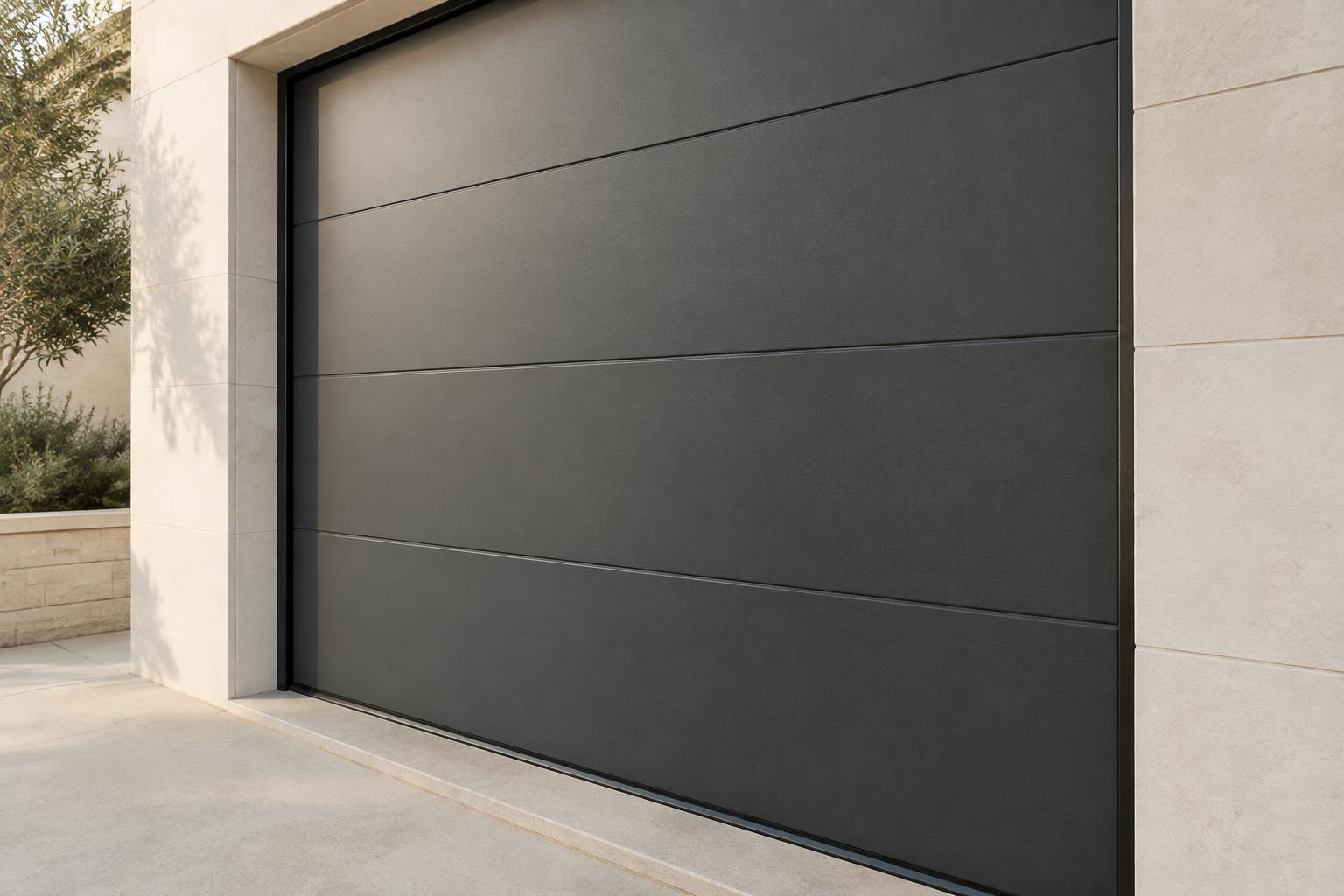 Détail des panneaux et finitions d'une porte sectionnelle graphite