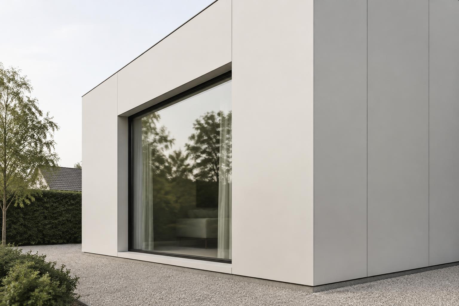 Façade minimaliste en panneaux Deco Wall blanc structuré